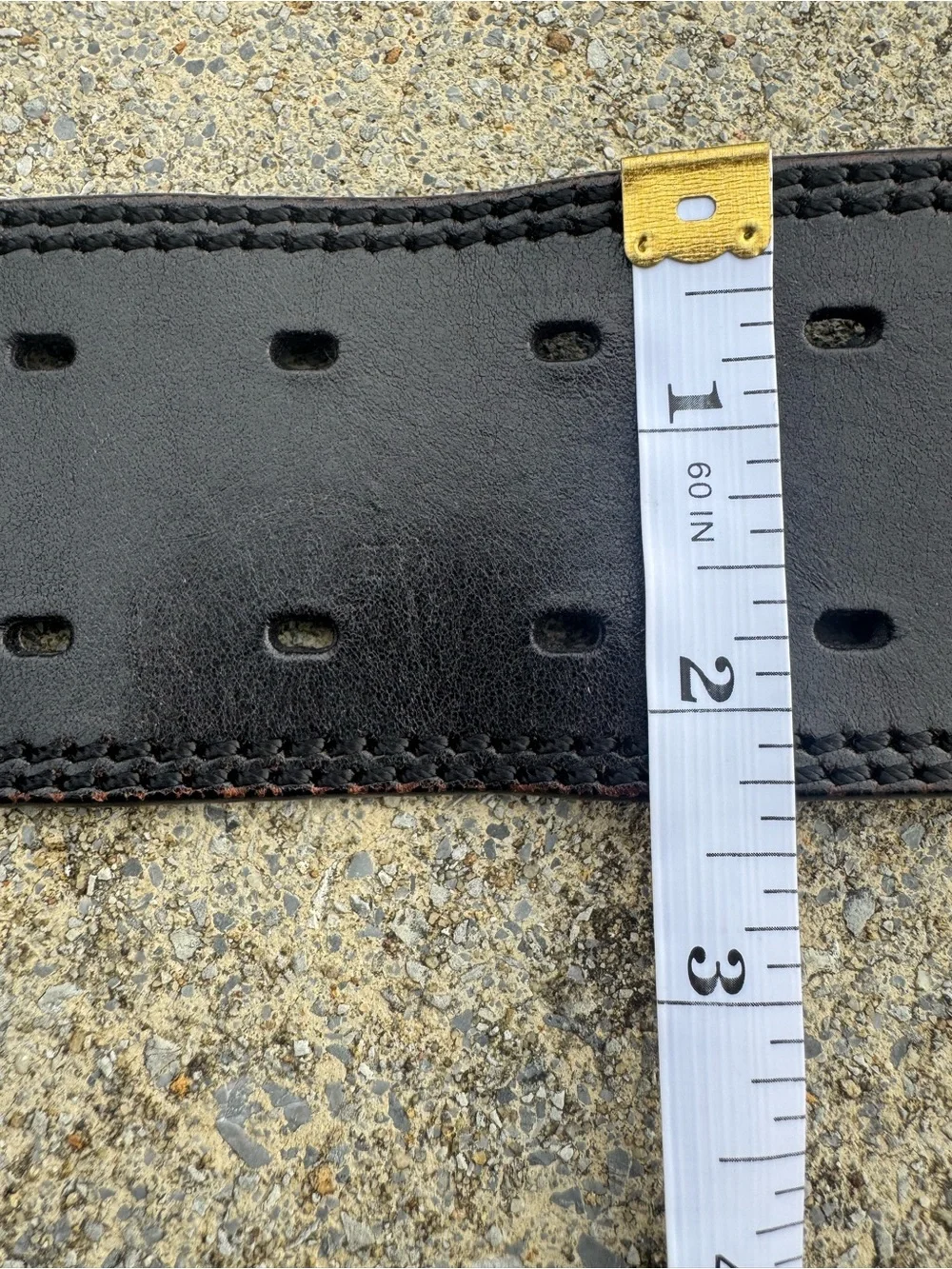 Linea Pelle Wide Dark Brown Leather Belt with Gold-Tone Hardware L 30-34” Y2K